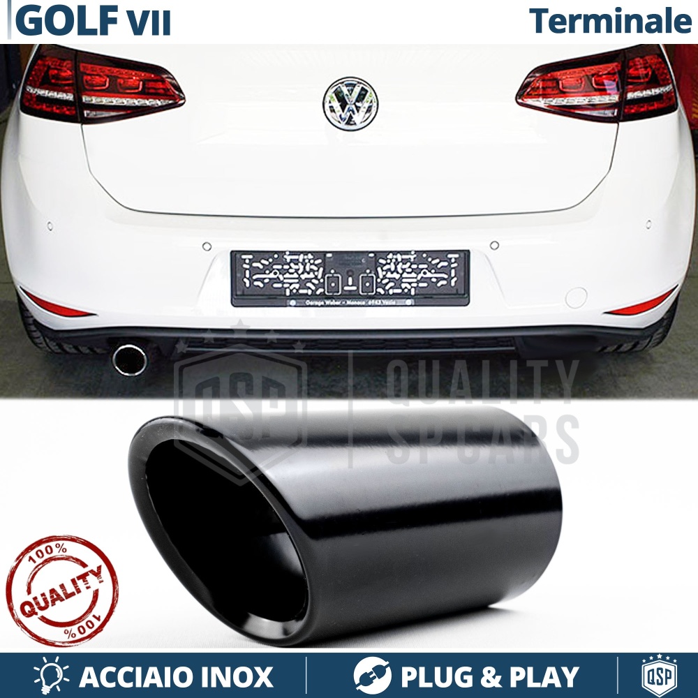 1 Tubo de ESCAPE para VW GOLF 7 en ACERO Inoxidable Negro | Instalación PLUG & PLAY