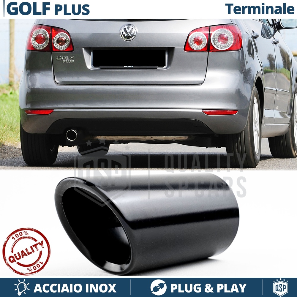 1 AUSPUFFBLENDE Endrohr für VW GOLF PLUS Schwarz Stahl | PLUG & PLAY-Installation