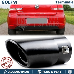 1 TERMINALE di Scarico OVALE per VW GOLF 6 in ACCIAIO Inox Nero | Plug & Play