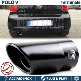1 Tubo de ESCAPE OVAL para VW POLO 5 6R en ACERO Inoxidable Negro | Instalación PLUG & PLAY