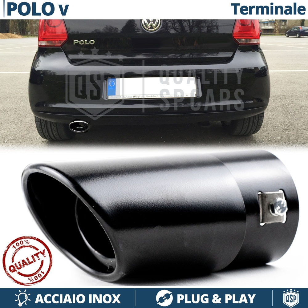 1 Tubo de ESCAPE OVAL para VW POLO 5 6R en ACERO Inoxidable Negro | Instalación PLUG & PLAY 1 Tubo de ESCAPE OVAL para VW POLO 5 6R en ACERO Inoxidable Negro | Instalación PLUG & PLAY