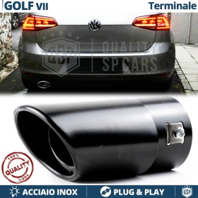 1 Tubo de ESCAPE OVAL para VW GOLF 7 en ACERO Inoxidable Negro | Instalación PLUG & PLAY