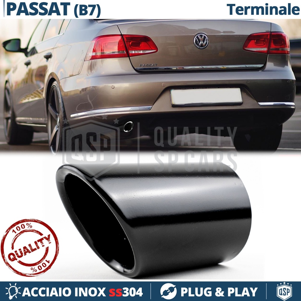 1 Tubo de ESCAPE para VW PASSAT B7 en ACERO Inoxidable Negro | Instalación PLUG & PLAY