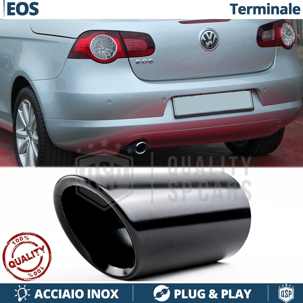 Tubo de ESCAPE para VW EOS en ACERO Inoxidable Negro | Instalación PLUG & PLAY