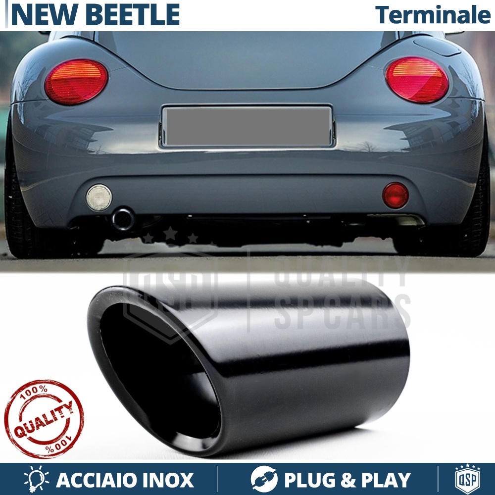 EMBOUT d' Échappement pour VW NEW BEETLE 97-12 en ACIER Inoxydable Noir | Installation PLUG & PLAY