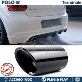 EXHAUST TIP for VW POLO 5 6C in Black Stainless STEEL | PLUG & PLAY Installation