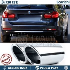2X Embellecedores Tubos de ESCAPE para BMW Serie 3 F30, F31 en ACERO Inoxidable | PLUG & PLAY