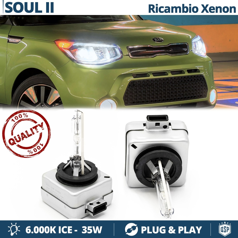 2x Bombillas Xenon D3S de Repuesto para KIA SOUL 2 Luz 6000K Blanco Frio Lámpara 35W