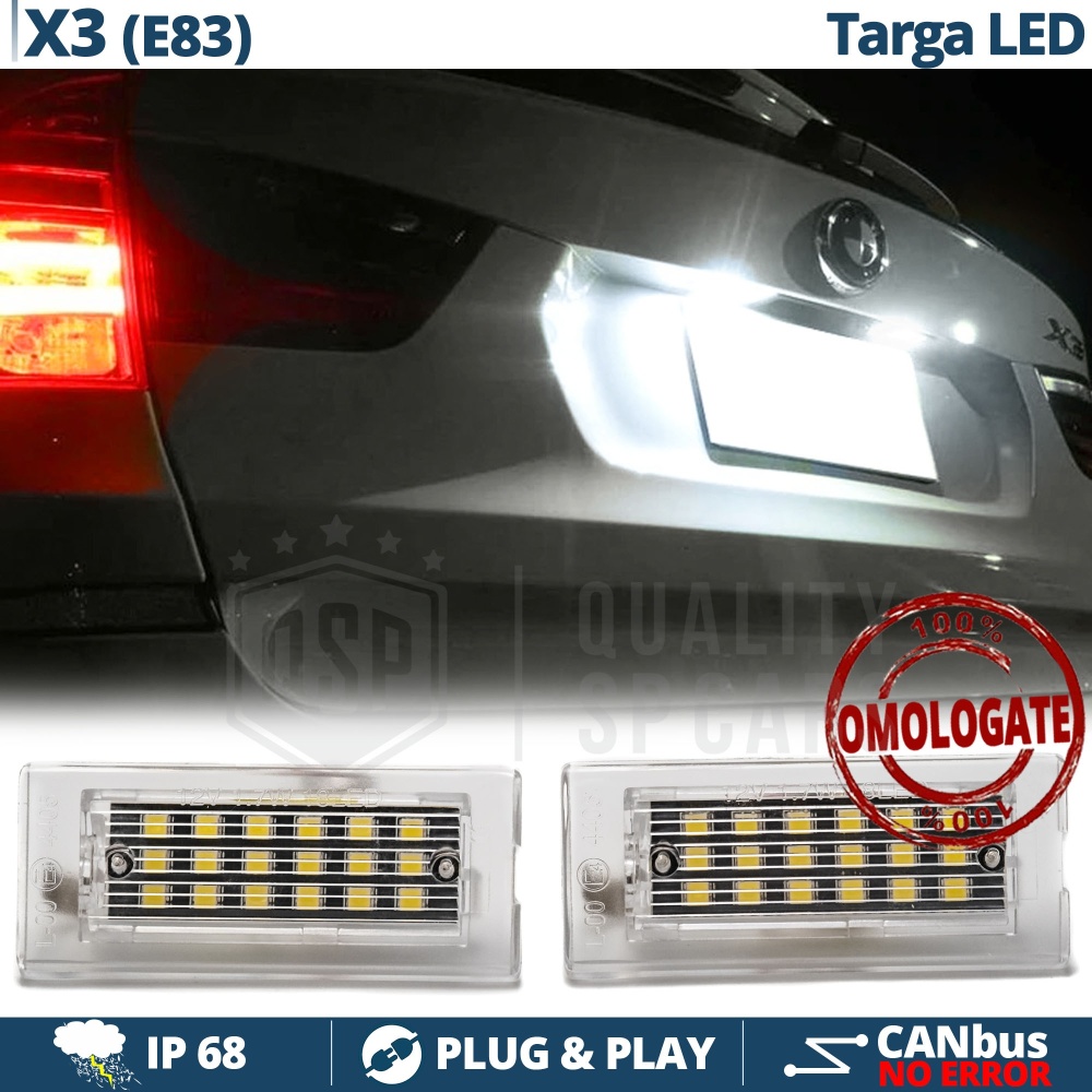 2 Luces de Matrícula LED para BMW X3 E83 | Plafones Led CANbus 6500K Blanco Frío