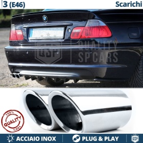 2x AUSPUFFBLENDEN Endrohr für BMW 3ER E46 Chromfinishstahl | PLUG & PLAY-Installation