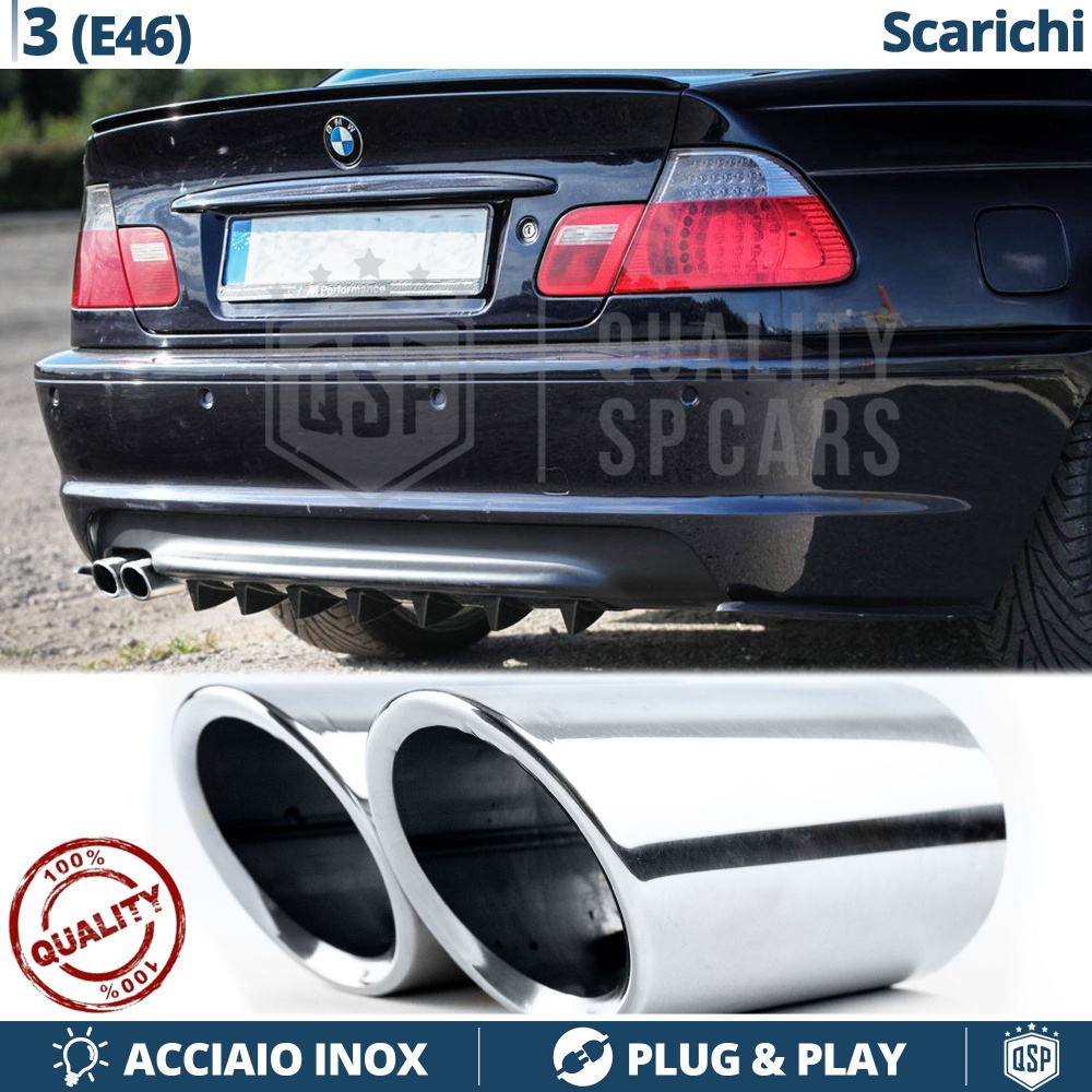 2x AUSPUFFBLENDEN Endrohr für BMW 3ER E46 Chromfinishstahl | PLUG & PLAY-Installation