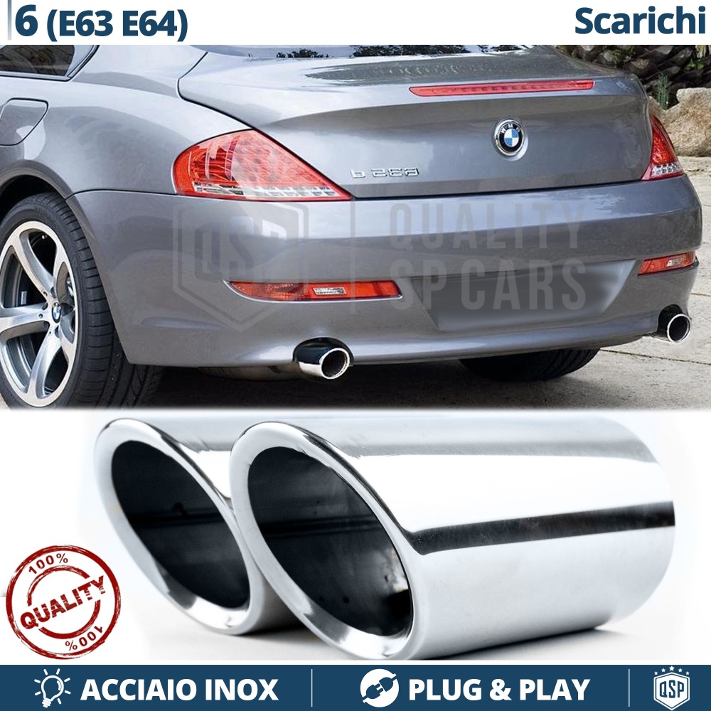 2 Embellecedores Tubos de ESCAPE para BMW Serie 6 E63, E64 DX + SX en ACERO Inoxidable | PLUG & PLAY 2 Embellecedores Tubos de ESCAPE para BMW Serie 6 E63, E64 DX + SX en ACERO Inoxidable | PLUG & PLAY