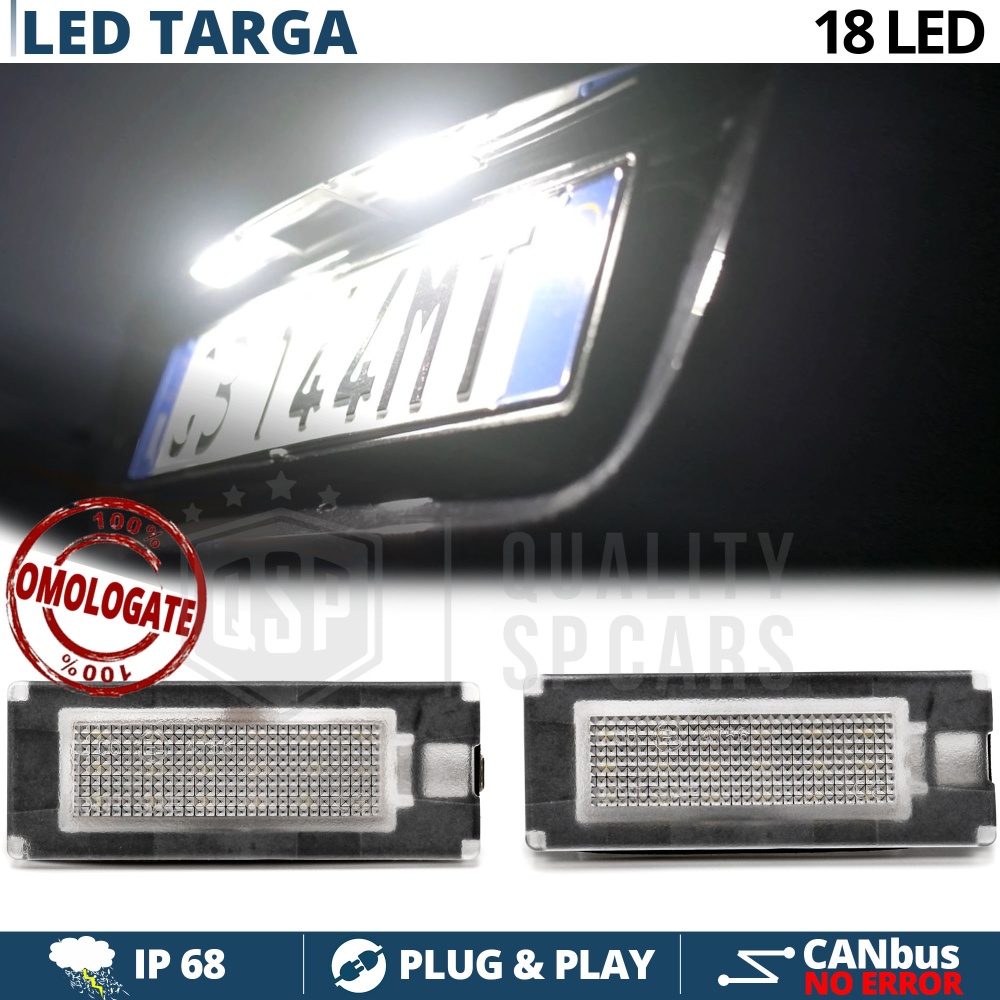 2 Luces de Matricula LED CANbus para Lancia | 18 Led 6.500k Blanco Frío, Plug & Play 2 Luces de Matricula LED CANbus para Lancia | 18 Led 6.500k Blanco Frío, Plug & Play