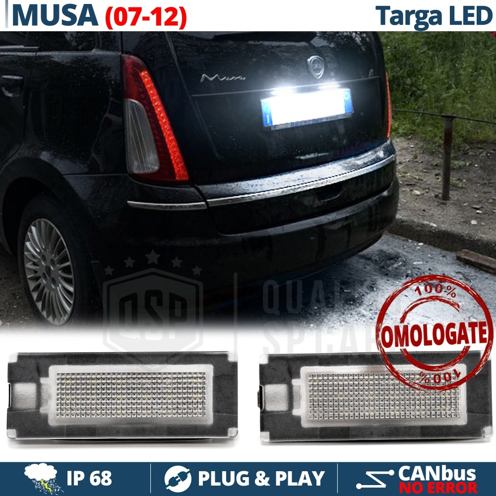 2 Luces de Matricula LED para Lancia MUSA Facelift | CANbus 18 Led 6.500k Blanco Frío, Plug & Play