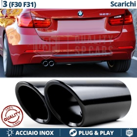2 pcs EXHAUST TIPS for BMW 3 Series F30, F31 BLACK Stainless STEEL | PLUG & PLAY Installation