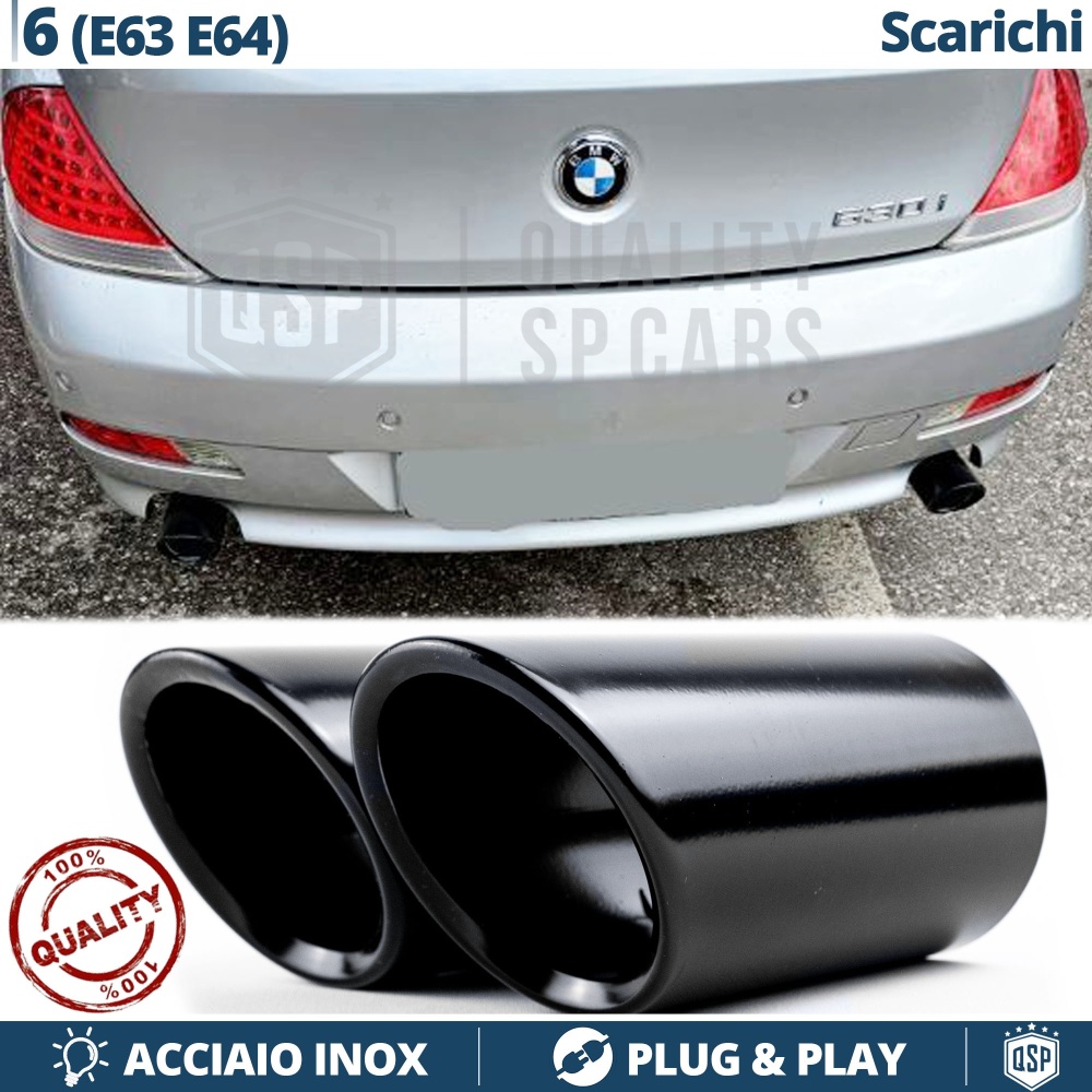 2 Tubos de ESCAPE para BMW Serie 6 E63, E64 DX + SX en ACERO Inoxidable NEGRO | PLUG & PLAY 2 Tubos de ESCAPE para BMW Serie 6 E63, E64 DX + SX en ACERO Inoxidable NEGRO | PLUG & PLAY