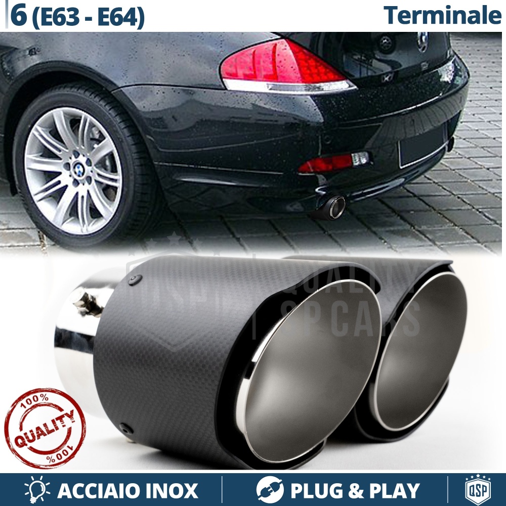 2x Tubos de ESCAPE para BMW Serie 6 E63, E64 DX + SX en ACERO Inoxidable Carbón | PLUG & PLAY