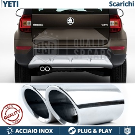 2 TERMINALI di Scarico Sportivi per SKODA YETI CROMATI in ACCIAIO Inox | Ad Incastro Plug & Play