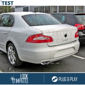 2X Embellecedores Tubos de ESCAPE para SKODA SUPERB 2 en ACERO Inoxidable | PLUG & PLAY