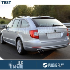 2X Tubos de ESCAPE para SKODA SUPERB 2 en ACERO Inoxidable Negro | Instalación PLUG & PLAY