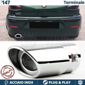 1 Tubo de ESCAPE OVAL para ALFA ROMEO 147 (00-05) en ACERO Inoxidable Cromado | PLUG & PLAY
