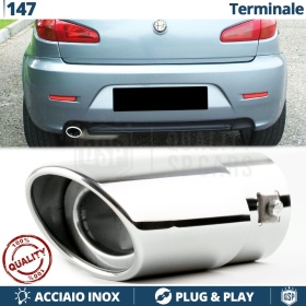 1 Tubo de ESCAPE OVAL para ALFA ROMEO 147 (05-10) en ACERO Inoxidable Cromado | PLUG & PLAY