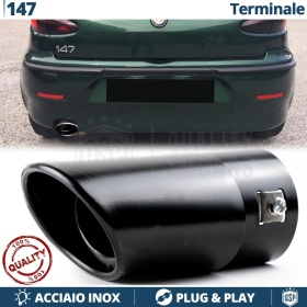 1 Tubo de ESCAPE OVAL para ALFA ROMEO 147 (00-05) en ACERO Inoxidable Negro | PLUG & PLAY