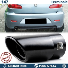 1 Tubo de ESCAPE OVAL para ALFA ROMEO 147 (05-10) en ACERO Inoxidable Negro | PLUG & PLAY