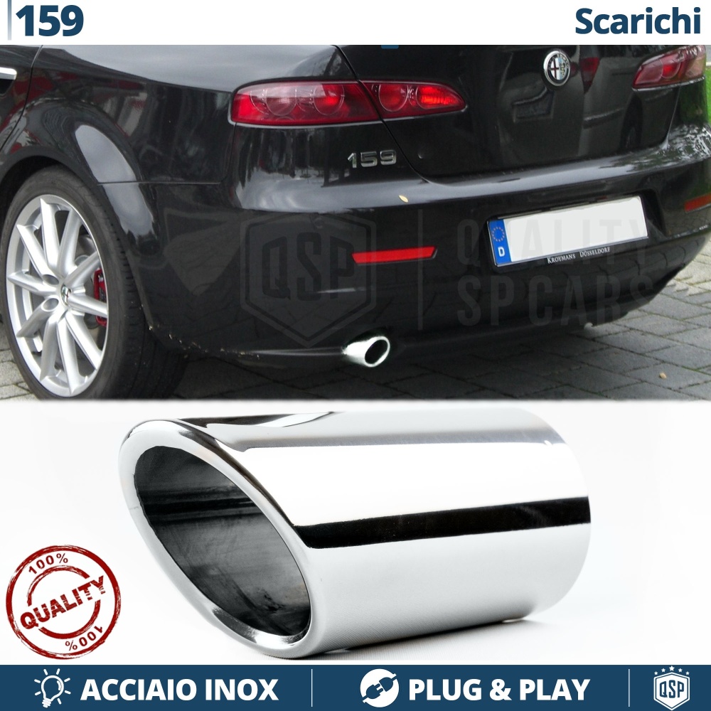 EXHAUST TIP for ALFA ROMEO 159 Chromed Stainless STEEL | PLUG & PLAY Installation