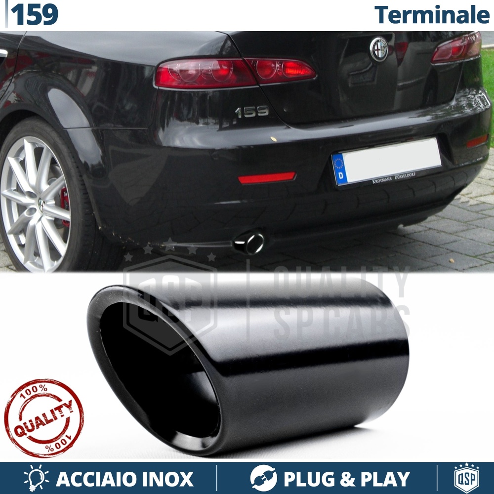 EXHAUST TIP for ALFA ROMEO 159 Black Stainless STEEL | PLUG & PLAY Installation