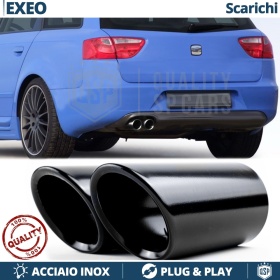 2 pcs EXHAUST TIPS for SEAT EXEO Black Stainless STEEL | PLUG & PLAY Installation