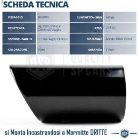 2X AUSPUFFBLENDEN Endrohr für Ford FIESTA ST MK7 Schwarz Stahl | PLUG & PLAY-Installation