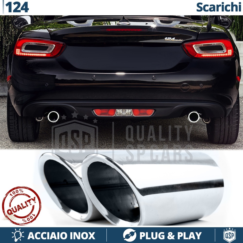 2X Embellecedores Tubos de ESCAPE para FIAT 124 SPIDER DX + SX en ACERO Inoxidable | PLUG & PLAY 2X Embellecedores Tubos de ESCAPE para FIAT 124 SPIDER DX + SX en ACERO Inoxidable | PLUG & PLAY