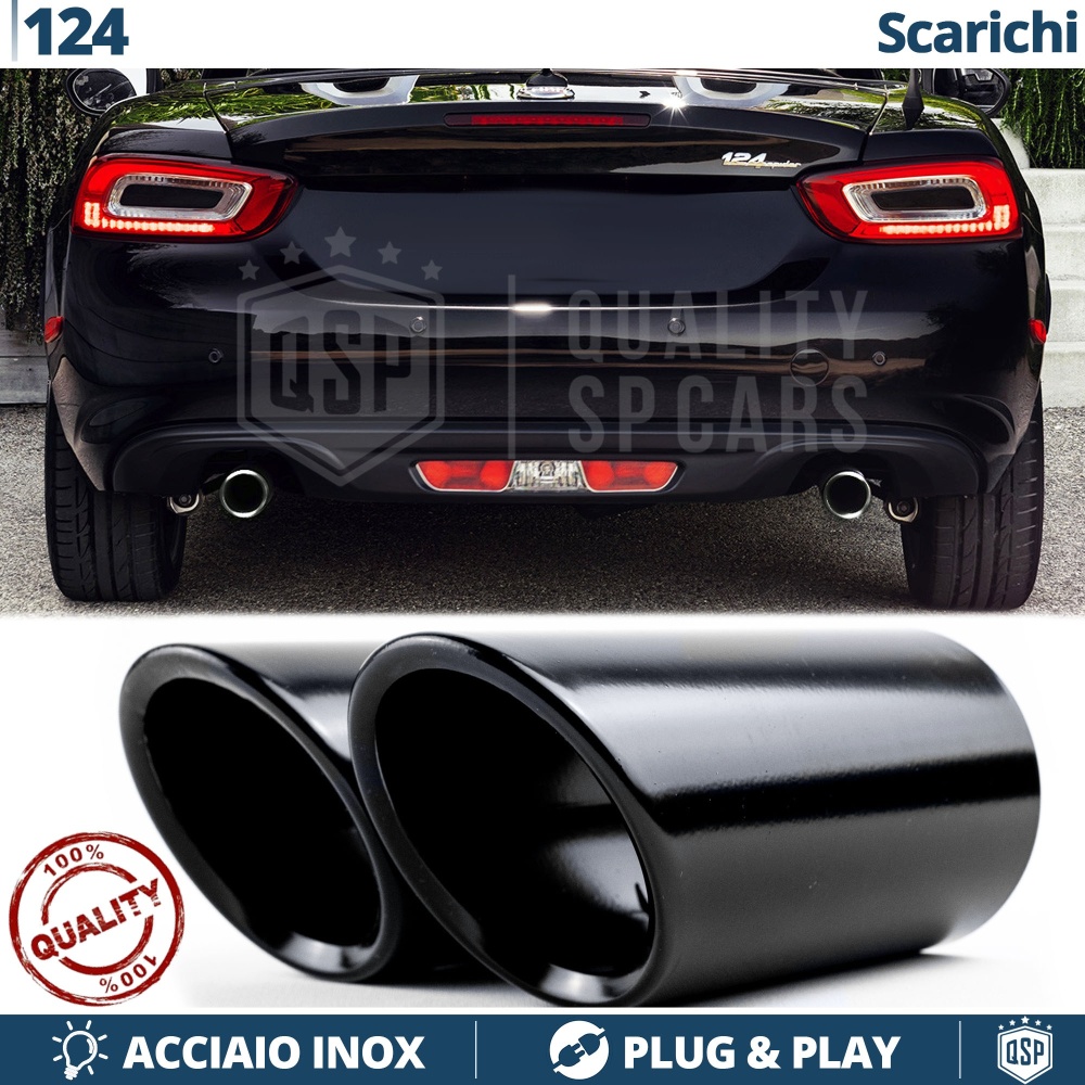 2X Embellecedores Tubos de ESCAPE para FIAT 124 SPIDER DX + SX en ACERO Negro | PLUG & PLAY 2X Embellecedores Tubos de ESCAPE para FIAT 124 SPIDER DX + SX en ACERO Negro | PLUG & PLAY