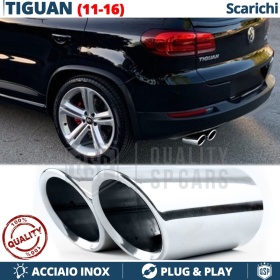 2X Embellecedores Tubos de ESCAPE para VW TIGUAN 5N 11-16 en ACERO Inoxidable | Instalación PLUG & PLAY