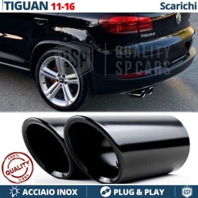 2X Embellecedores Tubos de ESCAPE para VW TIGUAN 5N 11-16 en ACERO Inoxidable Negro | PLUG & PLAY