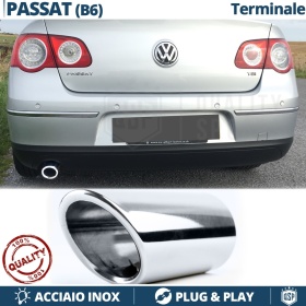 1 Embellecedor Tubo de ESCAPE para VW PASSAT B6 en ACERO Inoxidable | Instalación PLUG & PLAY