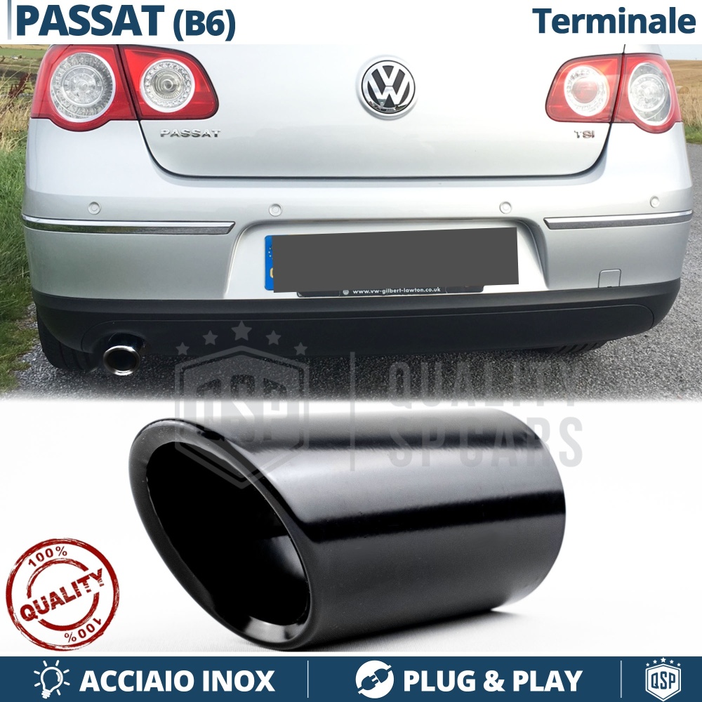 1 pc EXHAUST TIP for VW PASSAT B6 in Black Stainless STEEL | PLUG & PLAY Installation