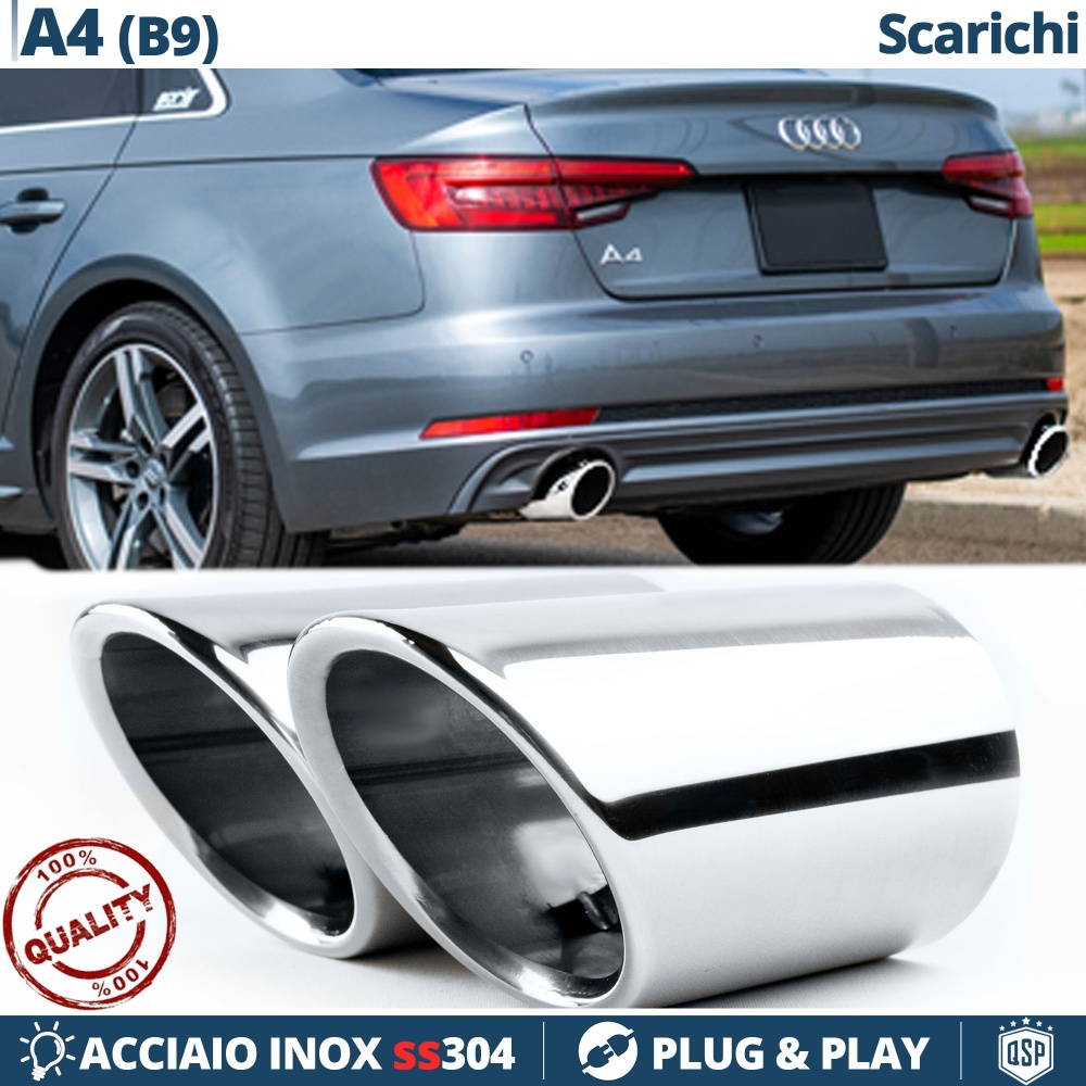 2 Embellecedores Tubos de ESCAPE para AUDI A4 B9 DX + SX en ACERO Inoxidable | PLUG & PLAY 2 Embellecedores Tubos de ESCAPE para AUDI A4 B9 DX + SX en ACERO Inoxidable | PLUG & PLAY