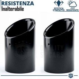 2 TERMINALI di Scarico DX + SX per AUDI A4 B9 in ACCIAIO Inox NERO | Ad Incastro