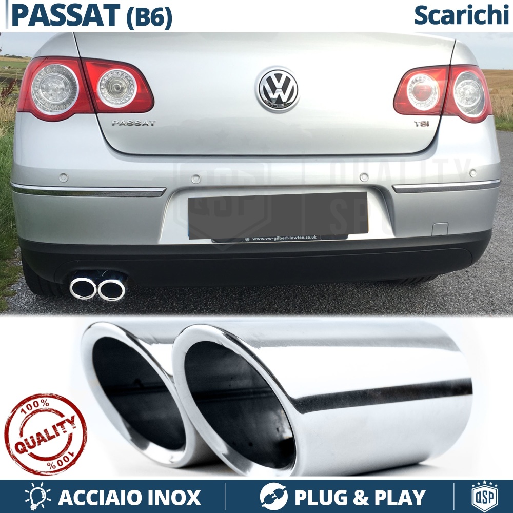 2X Embellecedores Tubos de ESCAPE para VW PASSAT B6 en ACERO Inoxidable | Instalación PLUG & PLAY 2X Embellecedores Tubos de ESCAPE para VW PASSAT B6 en ACERO Inoxidable | Instalación PLUG & PLAY