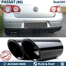 2X Embellecedores Tubos de ESCAPE para VW PASSAT B6 en ACERO Inoxidable Negro | PLUG & PLAY