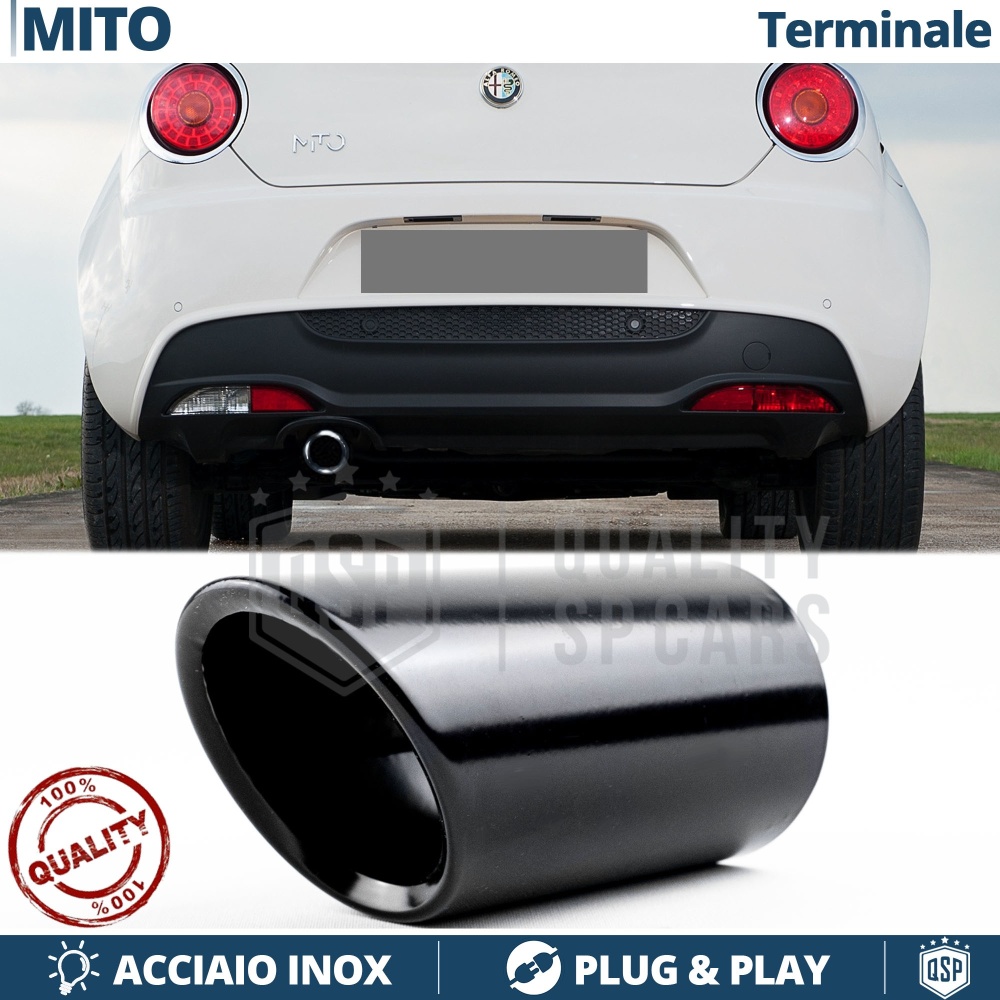 Tubo de ESCAPE para Alfa Romeo MITO en ACERO Inoxidable Negro | Instalación PLUG & PLAY