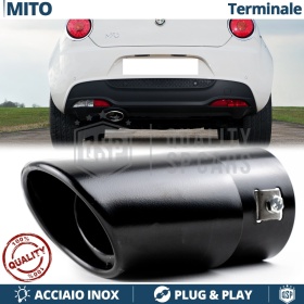 1 TERMINALE di Scarico OVALE per Alfa Romeo MITO in ACCIAIO Inox Nero | Plug & Play