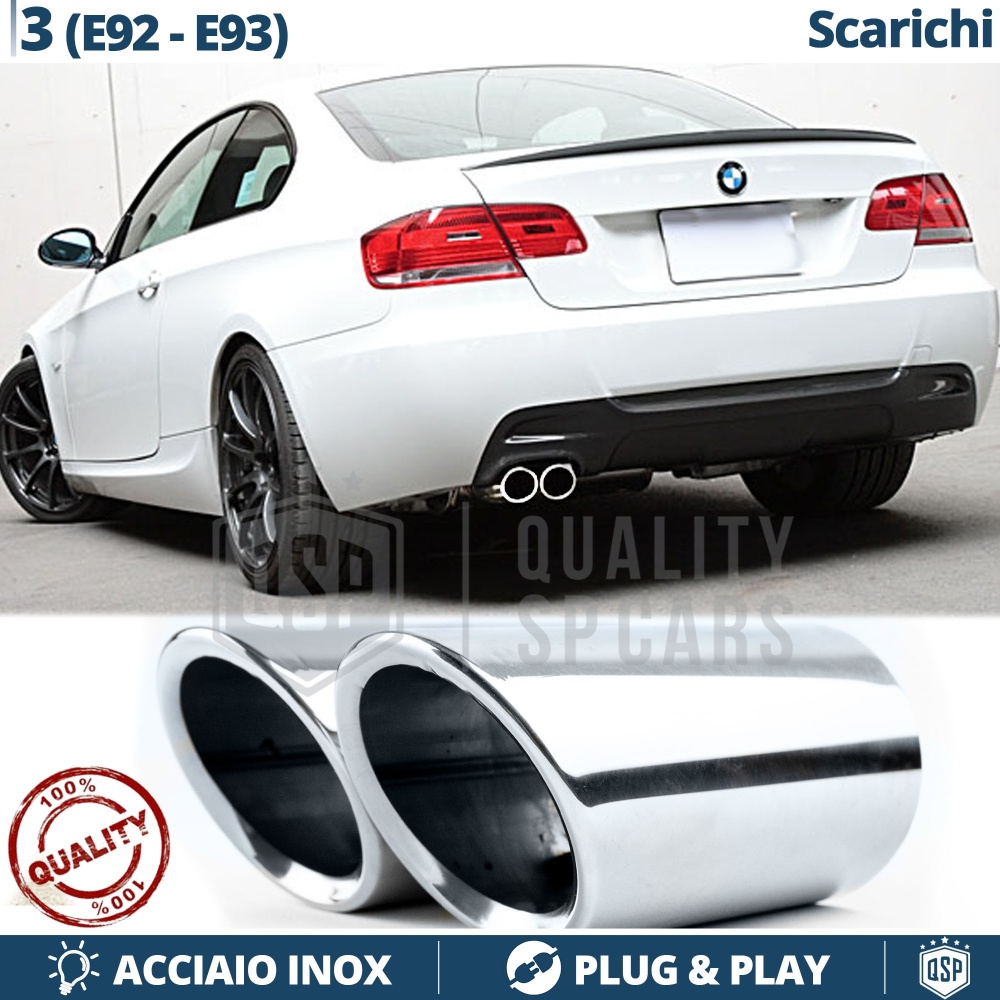 2x AUSPUFFBLENDEN Endrohr für BMW 3ER E92, E93 Chromfinishstahl | PLUG & PLAY-Installation