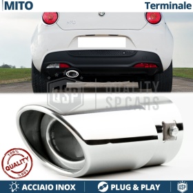 1 Tubo de ESCAPE OVAL para Alfa Romeo MITO en Acero Inoxidable Cromado | PLUG & PLAY
