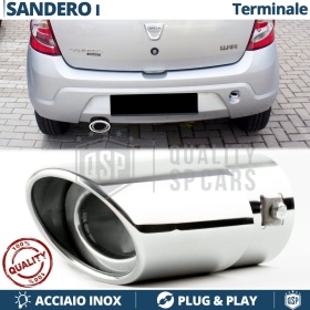 1 Tubo de ESCAPE OVAL para DACIA SANDERO I en Acero Inoxidable Cromado | PLUG & PLAY