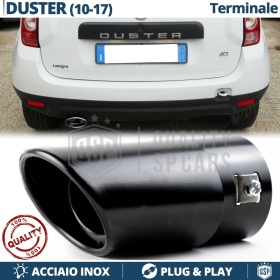 1 Tubo de ESCAPE OVAL para DACIA DUSTER en Acero Inoxidable Negro | Instalación PLUG & PLAY