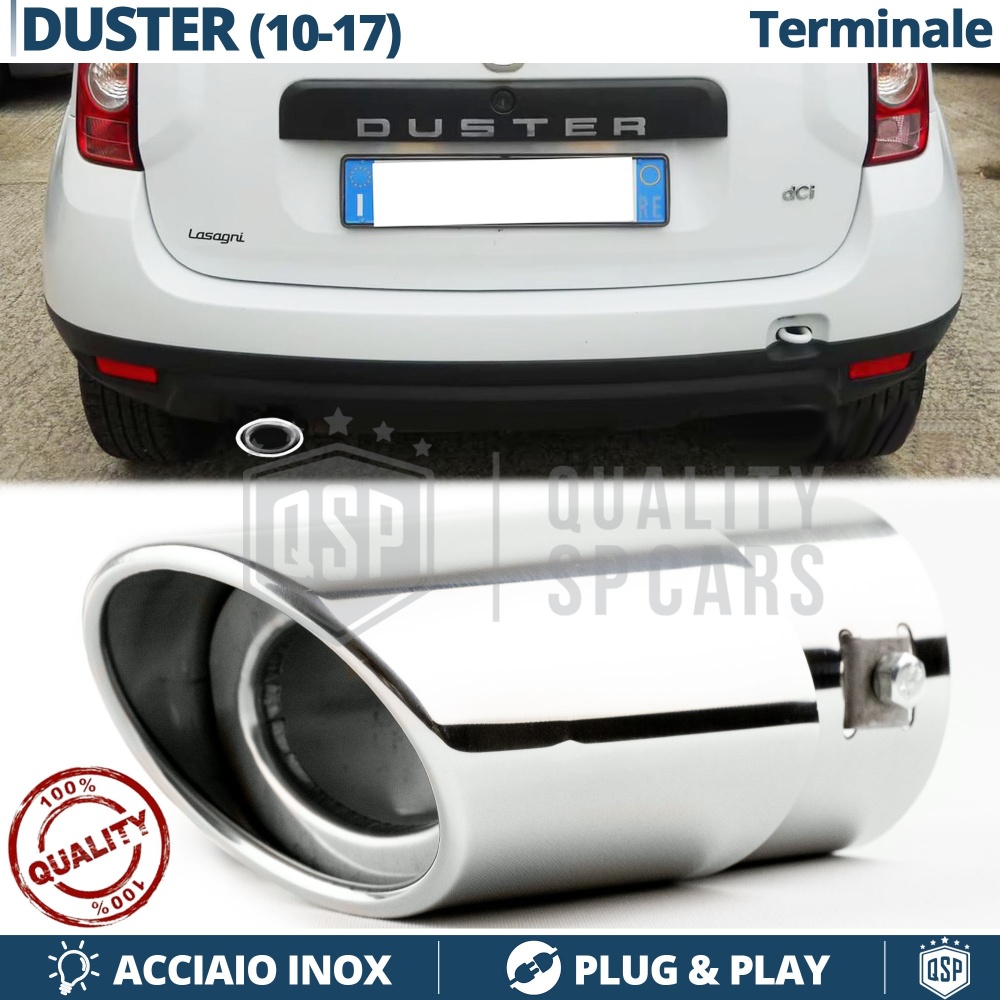 1 Tubo de ESCAPE OVAL para DACIA DUSTER en ACERO Inoxidable Cromado | PLUG & PLAY 1 Tubo de ESCAPE OVAL para DACIA DUSTER en ACERO Inoxidable Cromado | PLUG & PLAY
