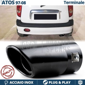 1 TERMINALE di Scarico OVALE per HYUNDAI ATOS in Acciaio Inox Nero | Plug & Play